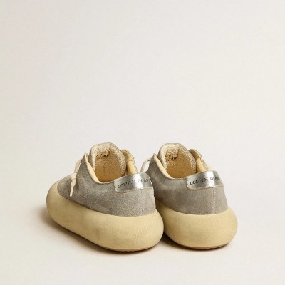 Golden Goose Space-Star Sneaker In Ice-Gray Suede With Perforated Star Golden Goose Space-Star Sneaker In Ice-Gray Suede With Perforated Star