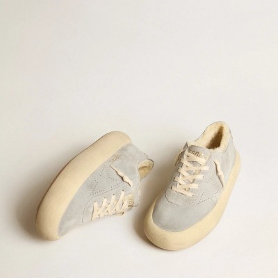 Golden Goose Space-Star Sneaker In Ice-Gray Suede With Shearling Lining Golden Goose Space-Star Sneaker In Ice-Gray Suede With Shearling Lining