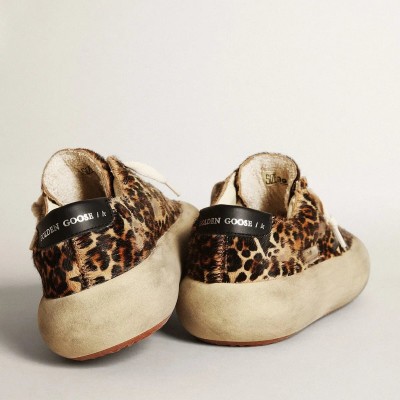 Golden Goose Space-Star Sneaker In Leopard Print Pony Skin With Black Star Golden Goose Space-Star Sneaker In Leopard Print Pony Skin With Black Star