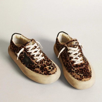 Golden Goose Space-Star Sneaker In Leopard Print Pony Skin With Black Star Golden Goose Space-Star Sneaker In Leopard Print Pony Skin With Black Star