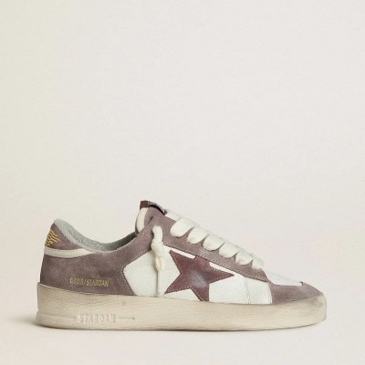 Golden Goose Stardan Ltd Sneaker In Nappa Leather And Suede With Mauve Suede Star And Lavender Suede Heel Tab Golden Goose Stardan Ltd Sneaker In Nappa Leather And Suede With Mauve Suede Star And Lavender Suede Heel Tab