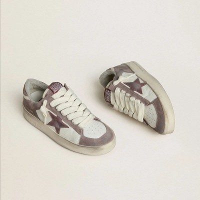 Golden Goose Stardan Ltd Sneaker In Nappa Leather And Suede With Mauve Suede Star And Lavender Suede Heel Tab