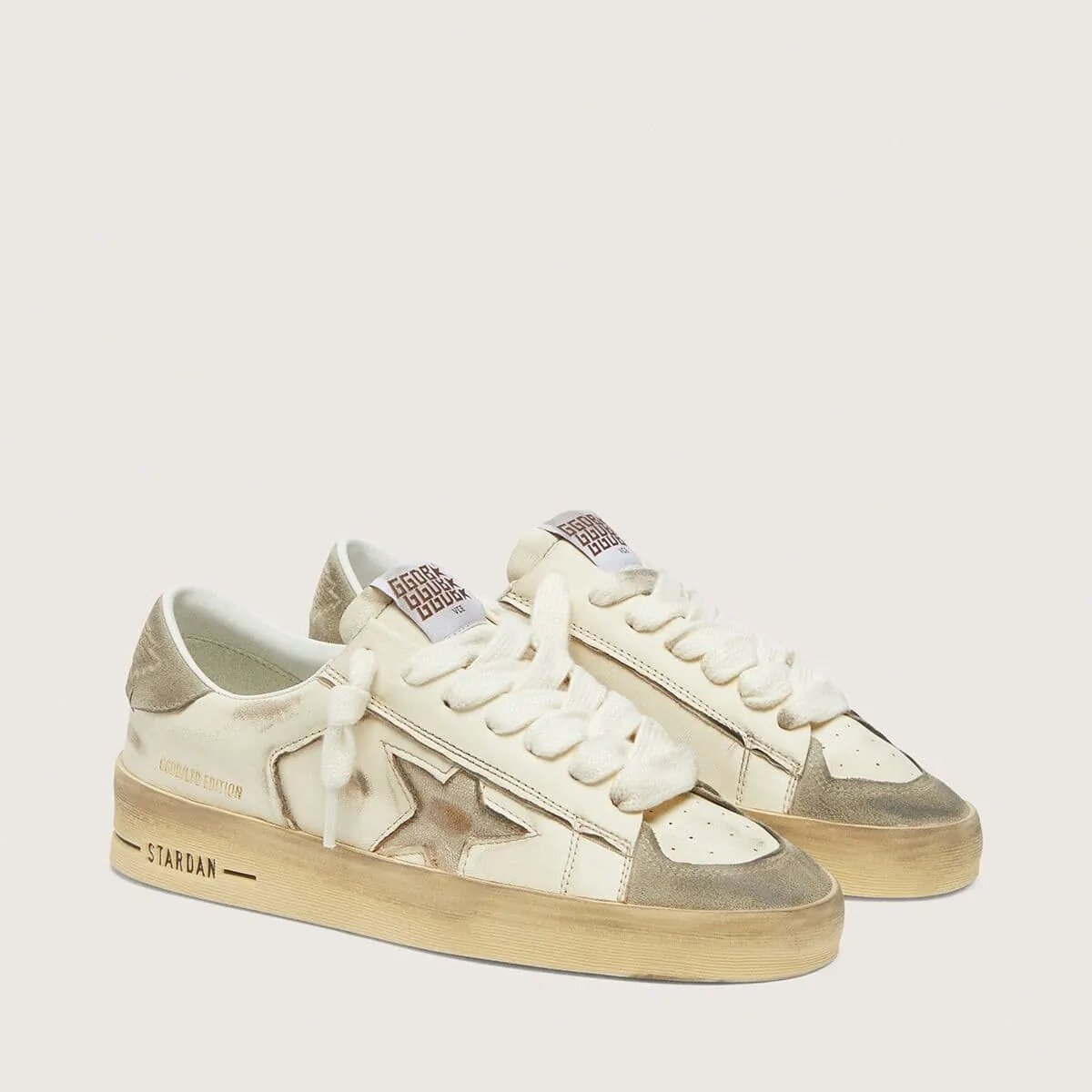 Golden Goose Stardan Ltd Sneaker In Suede And White Nappa With Gold Star Golden Goose Stardan Ltd Sneaker In Suede And White Nappa With Gold Star