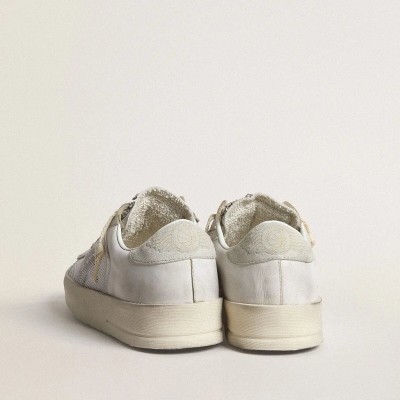 Golden Goose Stardan Ltd Sneaker In White Leather With Star And Heel Tab Sneaker In Ice-Gray Suede