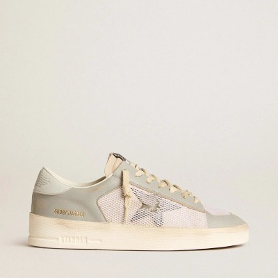 Golden Goose Stardan Sneaker In Gray Nappa Leather And White Mesh With Gray Leather Star Golden Goose Stardan Sneaker In Gray Nappa Leather And White Mesh With Gray Leather Star