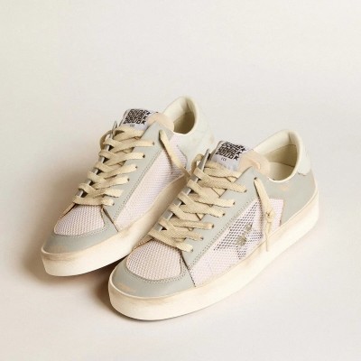Golden Goose Stardan Sneaker In Gray Nappa Leather And White Mesh With Gray Leather Star Golden Goose Stardan Sneaker In Gray Nappa Leather And White Mesh With Gray Leather Star