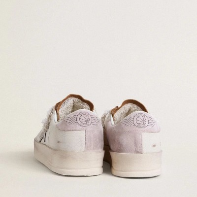Golden Goose Stardan Sneaker In Nappa Leather With Metallic Silver Leather Star And Pink Suede Heel Tab Golden Goose Stardan Sneaker In Nappa Leather With Metallic Silver Leather Star And Pink Suede Heel Tab