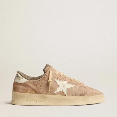 Golden Goose Stardan Sneaker In Old Rose Suede With White Leather Star And Heel Tab Golden Goose Stardan Sneaker In Old Rose Suede With White Leather Star And Heel Tab