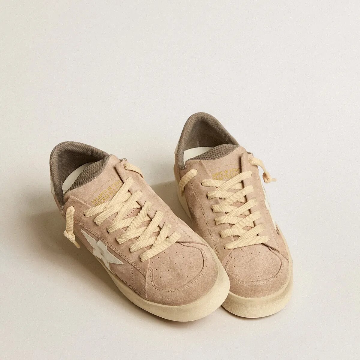 Golden Goose Stardan Sneaker In Old Rose Suede With White Leather Star And Heel Tab Golden Goose Stardan Sneaker In Old Rose Suede With White Leather Star And Heel Tab