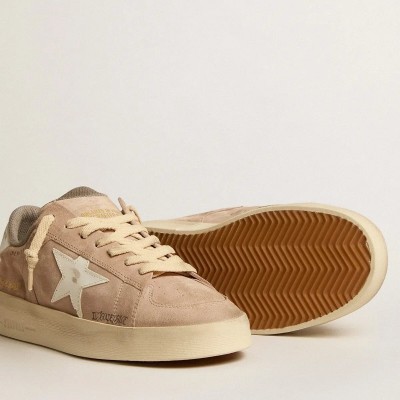 Golden Goose Stardan Sneaker In Old Rose Suede With White Leather Star And Heel Tab Golden Goose Stardan Sneaker In Old Rose Suede With White Leather Star And Heel Tab