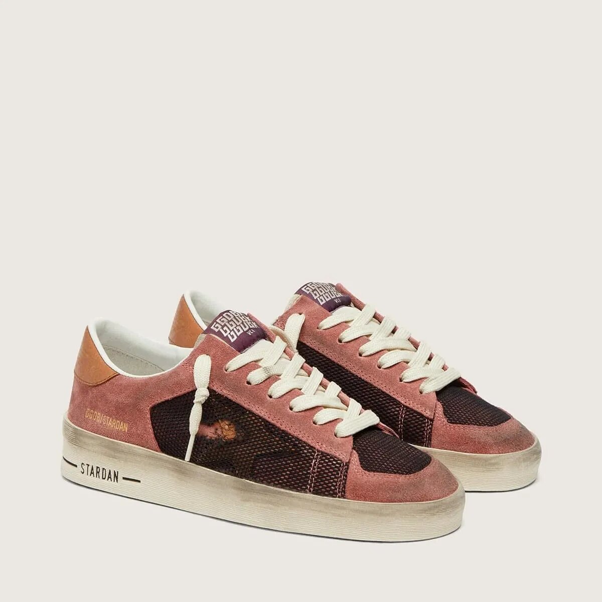 Golden Goose Stardan Sneaker In Pink Suede With Beige Star Golden Goose Stardan Sneaker In Pink Suede With Beige Star