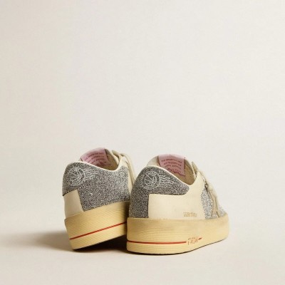 Golden Goose Stardan Sneaker In Suede With Sand Star And Silver Swarovski Crystal Inserts Golden Goose Stardan Sneaker In Suede With Sand Star And Silver Swarovski Crystal Inserts