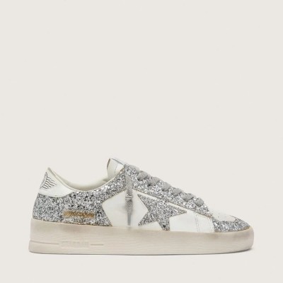 Golden Goose Stardan Sneaker In White Leather And Glitter