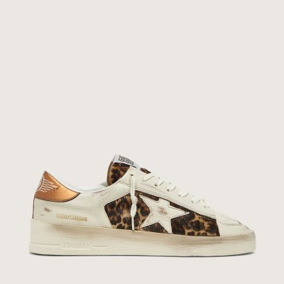 Golden Goose Stardan Sneaker In White Leather And Leopard Pony Skin With White Leather Star Golden Goose Stardan Sneaker In White Leather And Leopard Pony Skin With White Leather Star