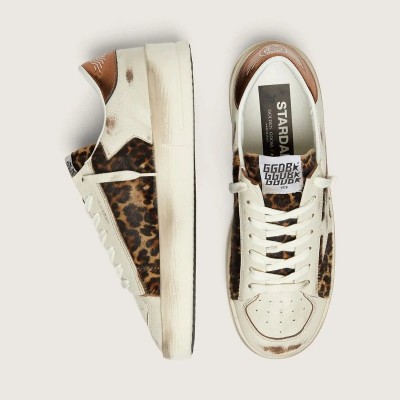 Golden Goose Stardan Sneaker In White Leather And Leopard Pony Skin With White Leather Star Golden Goose Stardan Sneaker In White Leather And Leopard Pony Skin With White Leather Star