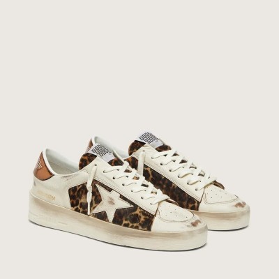 Golden Goose Stardan Sneaker In White Leather And Leopard Pony Skin With White Leather Star Golden Goose Stardan Sneaker In White Leather And Leopard Pony Skin With White Leather Star