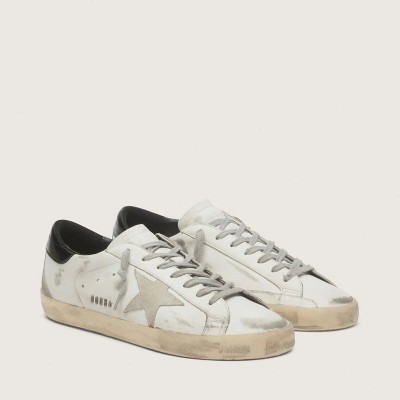 Golden Goose Super-Star Sneaker With Black Heel Tab And Metal Stud Lettering Golden Goose Super-Star Sneaker With Black Heel Tab And Metal Stud Lettering