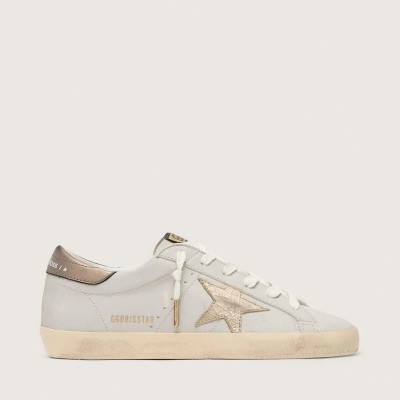 Golden Goose Super-Star Sneaker With Crackle Leather Star And Metallic Foiled Leather Heel Tab