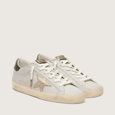 Golden Goose Super-Star Sneaker With Crackle Leather Star And Metallic Foiled Leather Heel Tab Golden Goose Super-Star Sneaker With Crackle Leather Star And Metallic Foiled Leather Heel Tab