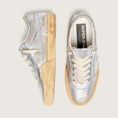 Golden Goose Super-Star Lab Sneaker In Metallic Nappa With Silver Tpu Star Golden Goose Super-Star Lab Sneaker In Metallic Nappa With Silver Tpu Star