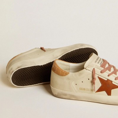 Golden Goose Super-Star Sneaker With Leather Star And Crocodile-Print Leather Heel Tab Golden Goose Super-Star Sneaker With Leather Star And Crocodile-Print Leather Heel Tab