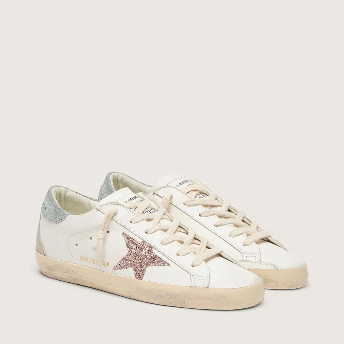 Golden Goose Super-Star Ltd Sneaker With Multicolor Glitter Star And Suede Heel Tab Golden Goose Super-Star Ltd Sneaker With Multicolor Glitter Star And Suede Heel Tab