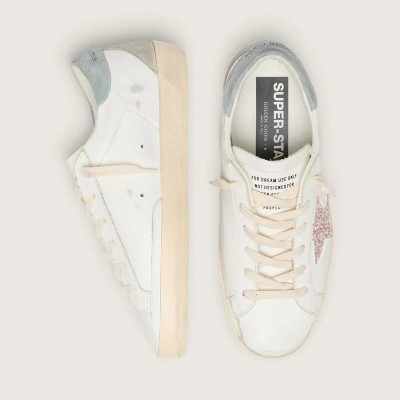 Golden Goose Super-Star Ltd Sneaker With Multicolor Glitter Star And Suede Heel Tab Golden Goose Super-Star Ltd Sneaker With Multicolor Glitter Star And Suede Heel Tab