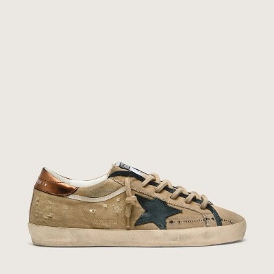 Golden Goose Super-Star Ltd Sneaker In Beige Canvas With Black Leather Star Golden Goose Super-Star Ltd Sneaker In Beige Canvas With Black Leather Star