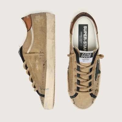 Golden Goose Super-Star Ltd Sneaker In Beige Canvas With Black Leather Star Golden Goose Super-Star Ltd Sneaker In Beige Canvas With Black Leather Star