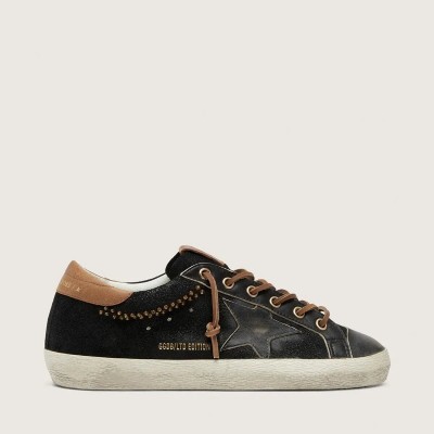 Golden Goose Super-Star Ltd Sneaker In Black Glitter Leather With Black Leather Star Golden Goose Super-Star Ltd Sneaker In Black Glitter Leather With Black Leather Star