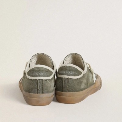Golden Goose Super-Star Ltd Sneaker In Green Canvas With White Leather Star Golden Goose Super-Star Ltd Sneaker In Green Canvas With White Leather Star