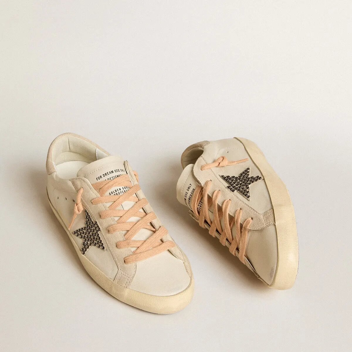Golden Goose Super-Star Ltd Sneaker In Leather With Beige Suede Star Sneaker With Swarovski Studs Golden Goose Super-Star Ltd Sneaker In Leather With Beige Suede Star Sneaker With Swarovski Studs