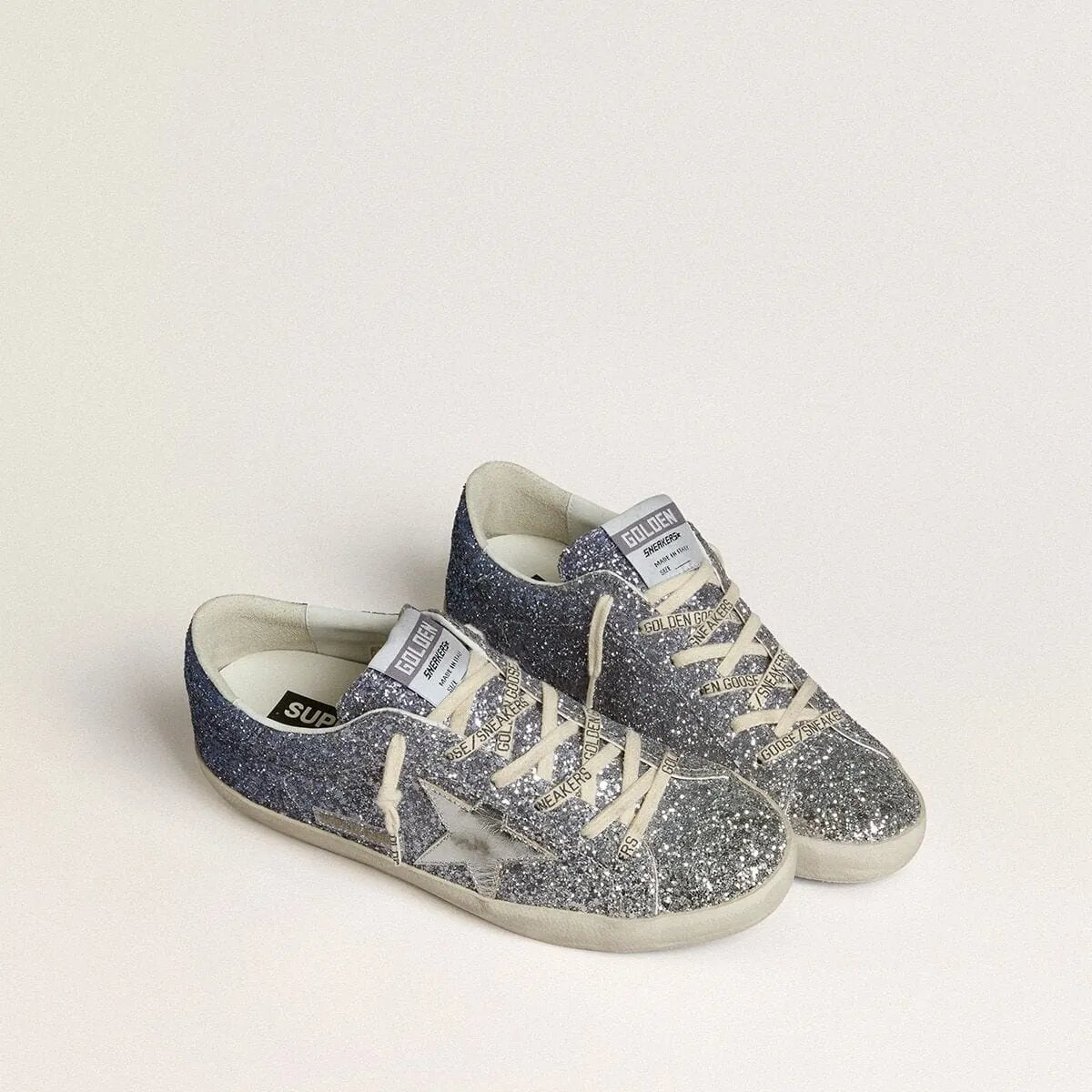 Golden Goose Super-Star Ltd Sneaker In Multicolor Glitter With Silver Metallic Leather Star Golden Goose Super-Star Ltd Sneaker In Multicolor Glitter With Silver Metallic Leather Star
