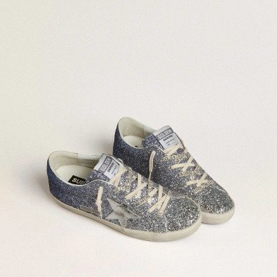 Golden Goose Super-Star Ltd Sneaker In Multicolor Glitter With Silver Metallic Leather Star