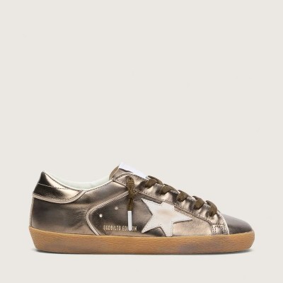Golden Goose Super-Star Ltd Sneaker In Olive-Green Laminated Leather With White Star