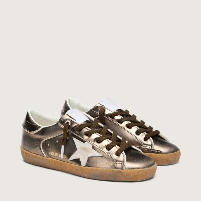 Golden Goose Super-Star Ltd Sneaker In Olive-Green Laminated Leather With White Star