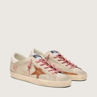 Golden Goose Super-Star Ltd Sneaker In Pearl Suede With Brick-Red Star And Embroidery