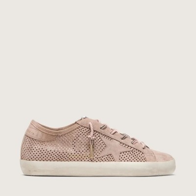 Golden Goose Super-Star Ltd Sneaker In Powder-Pink Perforated Suede With Tone-On-Tone Star Golden Goose Super-Star Ltd Sneaker In Powder-Pink Perforated Suede With Tone-On-Tone Star