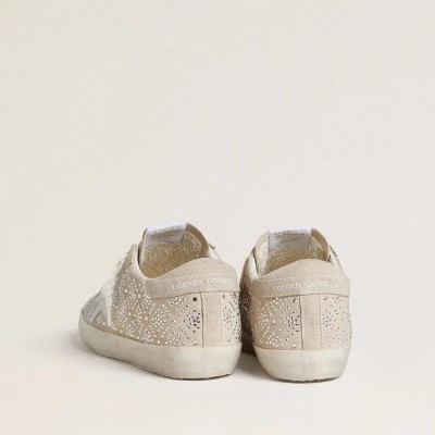 Golden Goose Super-Star Ltd Sneaker In Suede With Swarovski Crystals And Ice-Gray Leather Star Golden Goose Super-Star Ltd Sneaker In Suede With Swarovski Crystals And Ice-Gray Leather Star
