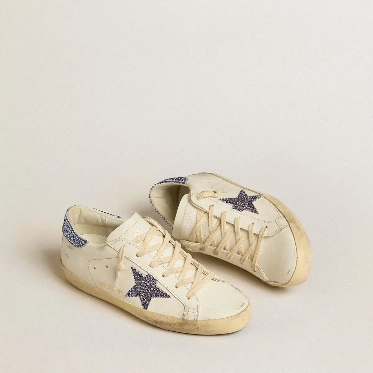 Golden Goose Super-Star Ltd Sneaker With Suede Star And Heel Tab With Swarovski Crystals Golden Goose Super-Star Ltd Sneaker With Suede Star And Heel Tab With Swarovski Crystals