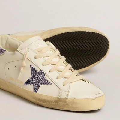 Golden Goose Super-Star Ltd Sneaker With Suede Star And Heel Tab With Swarovski Crystals Golden Goose Super-Star Ltd Sneaker With Suede Star And Heel Tab With Swarovski Crystals