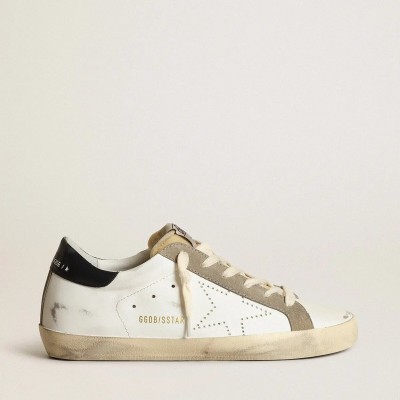 Golden Goose Super-Star Sneaker With Perforated Star And Midnight Blue Heel Tab Golden Goose Super-Star Sneaker With Perforated Star And Midnight Blue Heel Tab