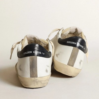 Golden Goose Super-Star Sneaker With Perforated Star And Midnight Blue Heel Tab Golden Goose Super-Star Sneaker With Perforated Star And Midnight Blue Heel Tab