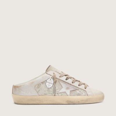 Golden Goose Super-Star Sabots Ltd Sneaker In Swarovski With Metallic Silver Leather Star Golden Goose Super-Star Sabots Ltd Sneaker In Swarovski With Metallic Silver Leather Star