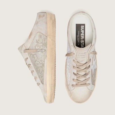 Golden Goose Super-Star Sabots Ltd Sneaker In Swarovski With Metallic Silver Leather Star Golden Goose Super-Star Sabots Ltd Sneaker In Swarovski With Metallic Silver Leather Star