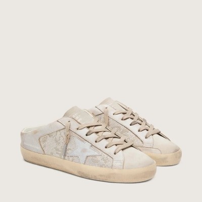 Golden Goose Super-Star Sabots Ltd Sneaker In Swarovski With Metallic Silver Leather Star
