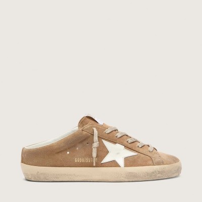 Golden Goose Super-Star Sabots Sneaker In Tobacco Suede With White Leather Star Golden Goose Super-Star Sabots Sneaker In Tobacco Suede With White Leather Star