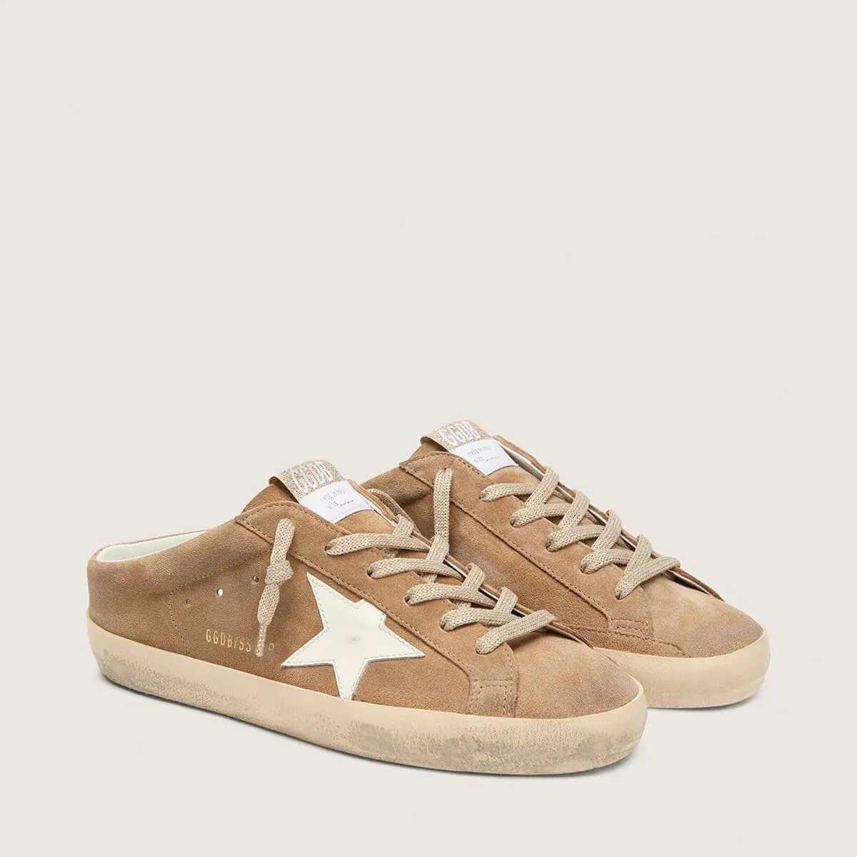 Golden Goose Super-Star Sabots Sneaker In Tobacco Suede With White Leather Star Golden Goose Super-Star Sabots Sneaker In Tobacco Suede With White Leather Star