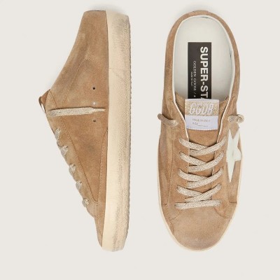 Golden Goose Super-Star Sabots Sneaker In Tobacco Suede With White Leather Star Golden Goose Super-Star Sabots Sneaker In Tobacco Suede With White Leather Star