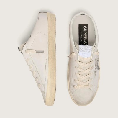 Golden Goose Super-Star Sabots Sneaker In White Leather With Swarovski Star Golden Goose Super-Star Sabots Sneaker In White Leather With Swarovski Star